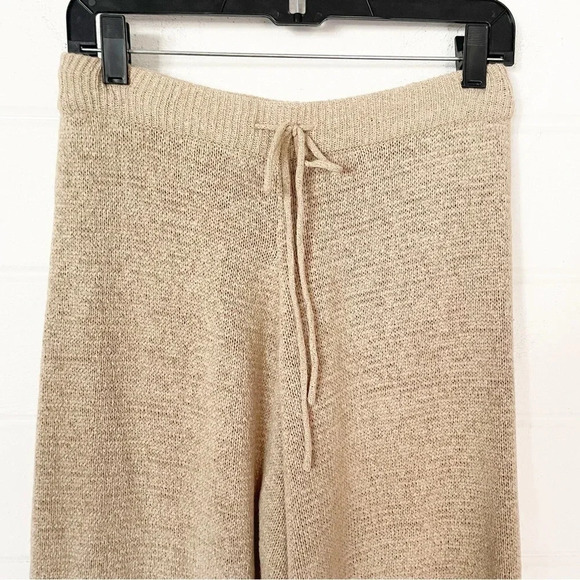 Beige Botany Women’s Knit Camel Baggy Relaxed Wide Leg Drawstring Pants Size S-M - Picture 3 of 7